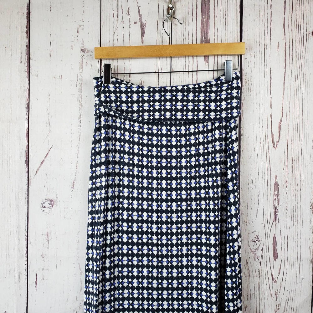 Max Studio Maxi Skirt Womens Sz Sm Pull On Long Stretch Waist Checkered Black - Picture 1 of 6